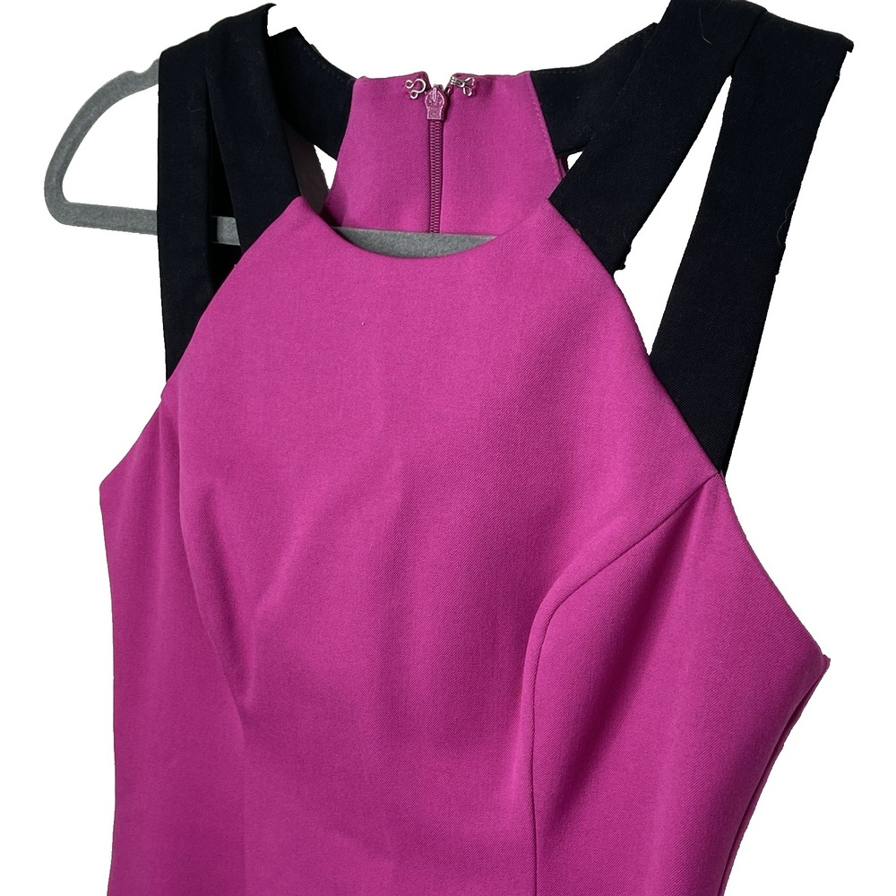 Black Halo Fuchsia Bodycon Dress Structured Strappy Sleeveless Size 2 Barbiecore - Picture 9 of 10